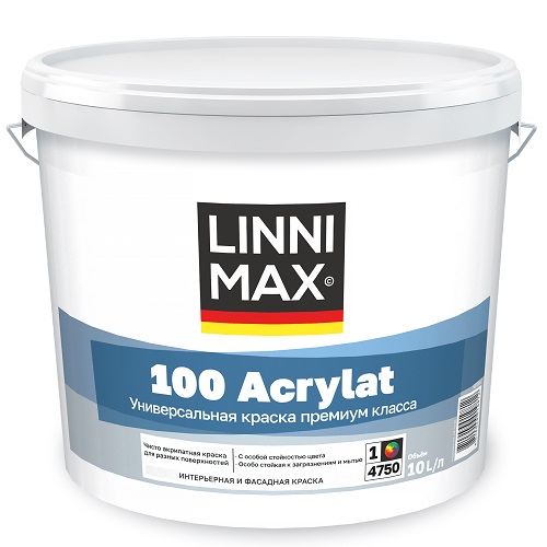 Краска водно-дисперсионная акриловая LINNIMAX 100 Acrylat